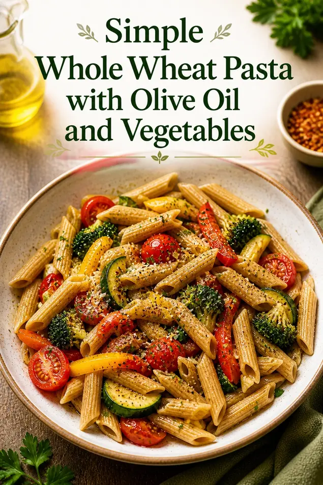 Mediterranean diet recipes for beginners whole wheat pasta with olive oil and vegetables healthy easy pasta meal with veggies
